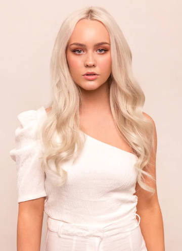 16 inch clip in hair extensions #60W Platinum Blonde