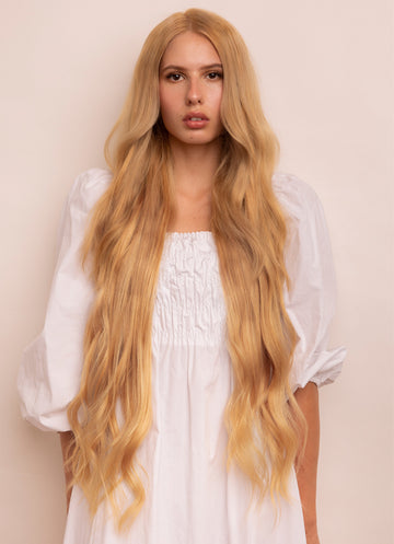 30 inch clip in hair extensions Light Golden Blonde