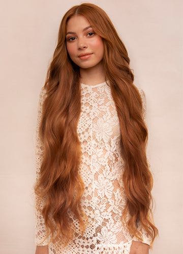 30 inch clip in hair extensions Light Chestnut Brown