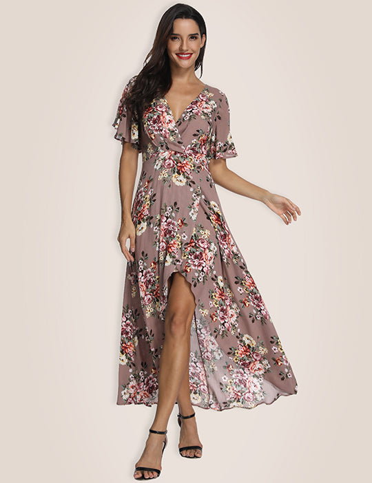 ella high low formal wrap dress