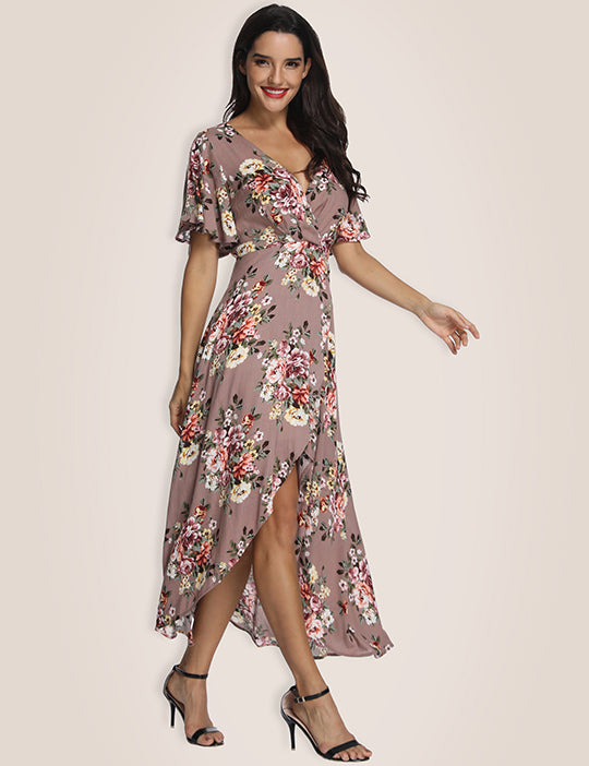 ella high low formal wrap dress