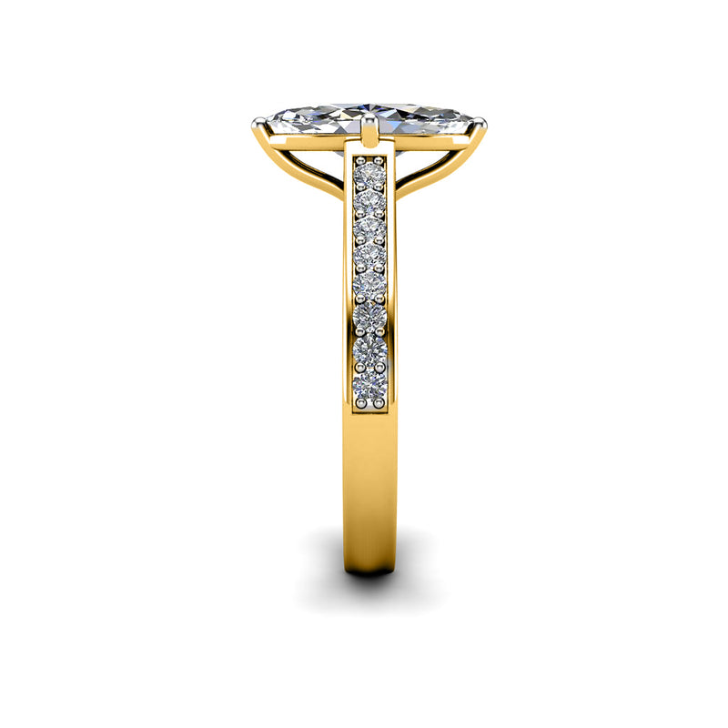 CLEO - Emerald Diamond Engagement ring with Grain Shoulders in Yellow Gold - HEERA DIAMONDS
