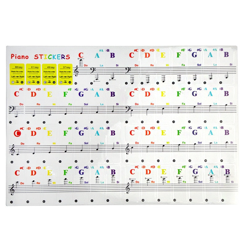 Piano Keyboard Stickers Electronic Keyboard Key Piano Stave Note Stick
