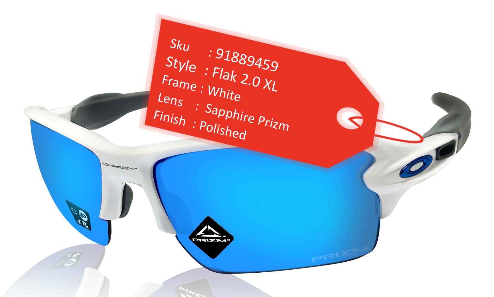 Oakley Flak  XL sunglasses White Prizm Deep Water Polarized Lens Au –  sasy420