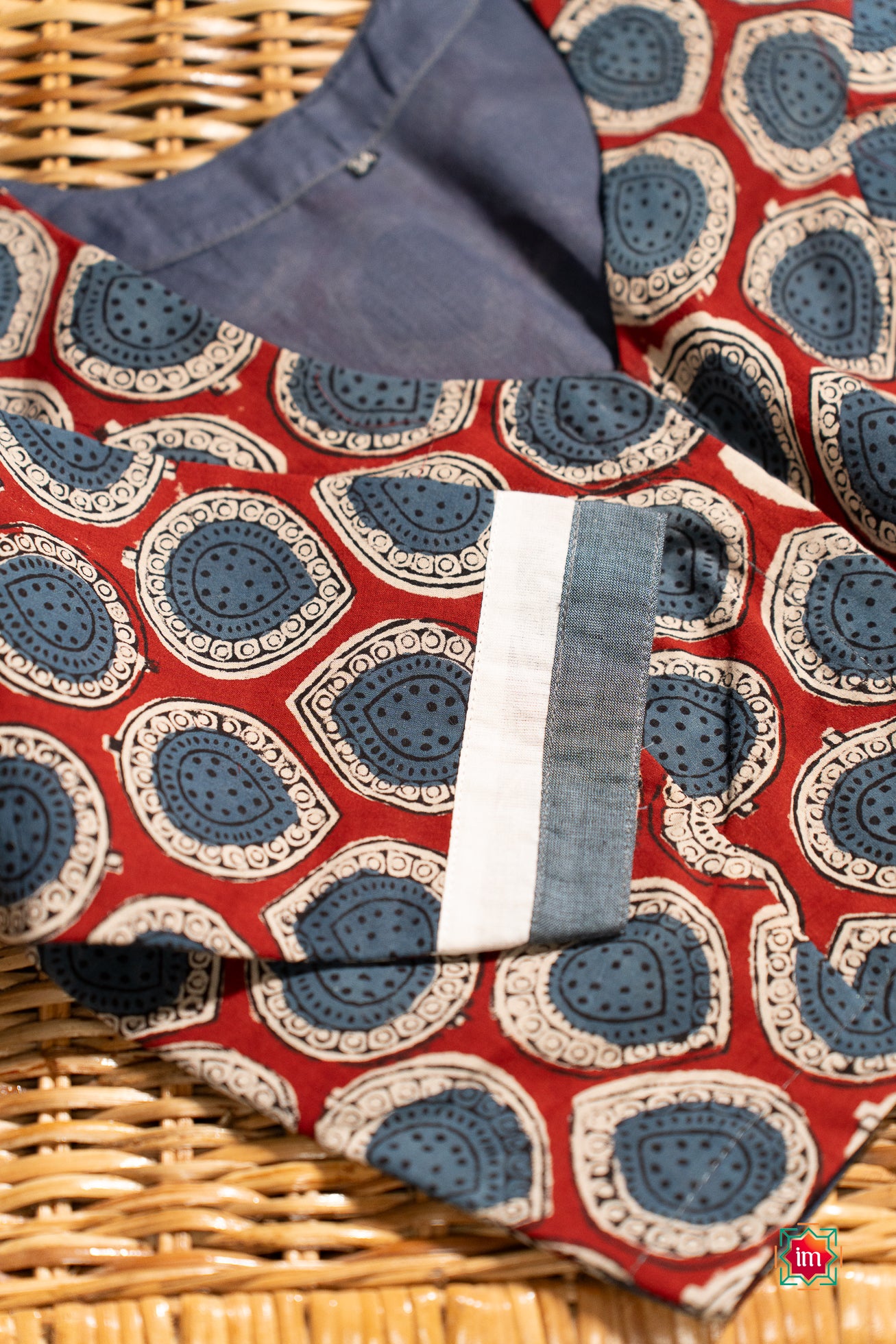 Blue Handblock Printed Cotton Blouse Nadee-34