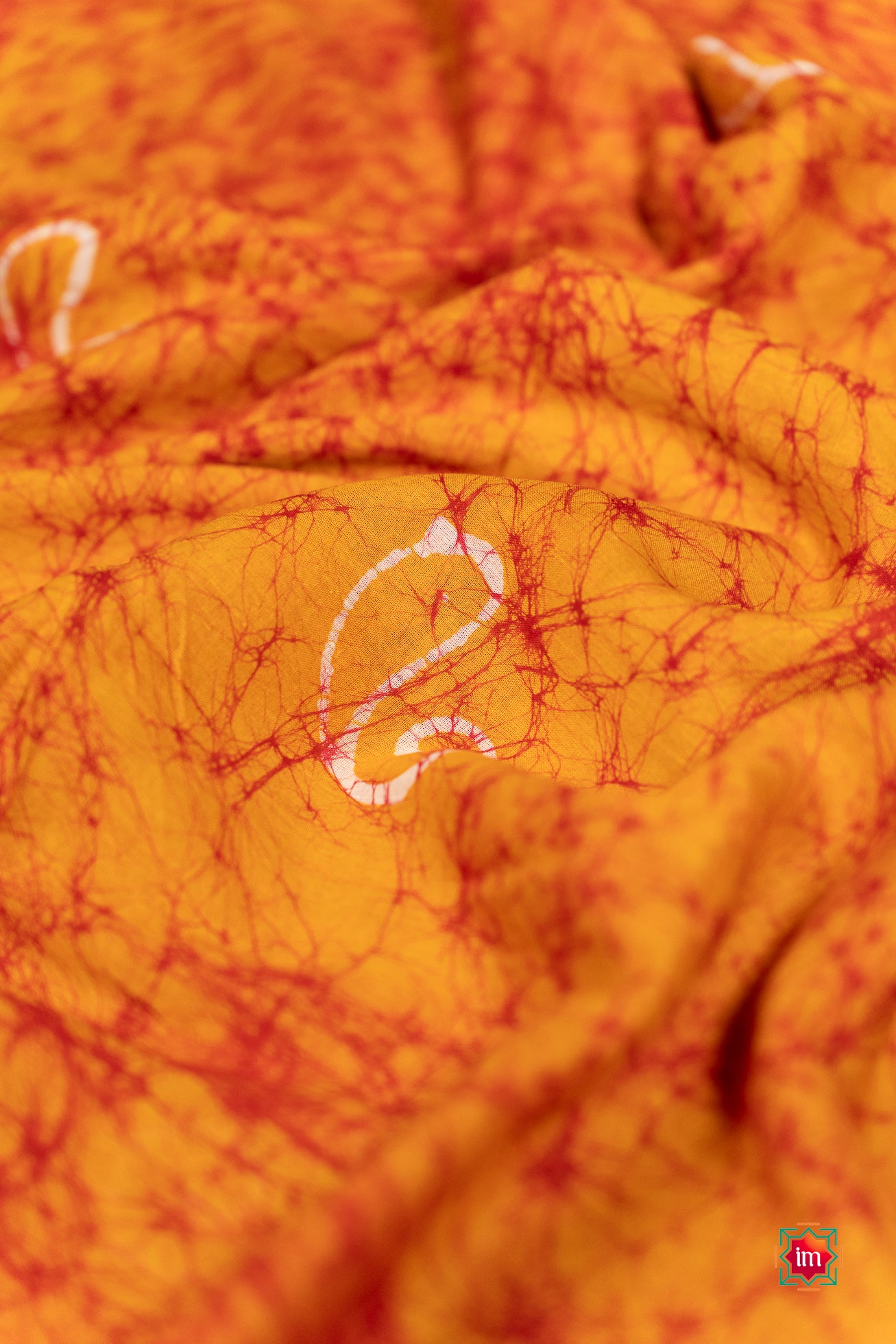 Turmeric Red Batik Cotton Saree Turmeric Twist