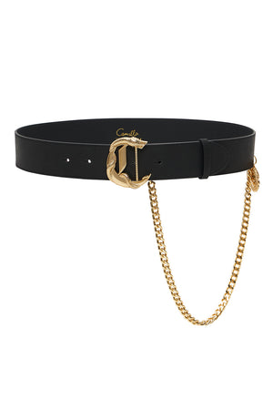 black buckle leather belt