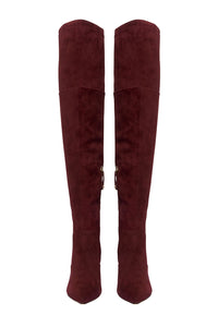 burgundy thigh high boots