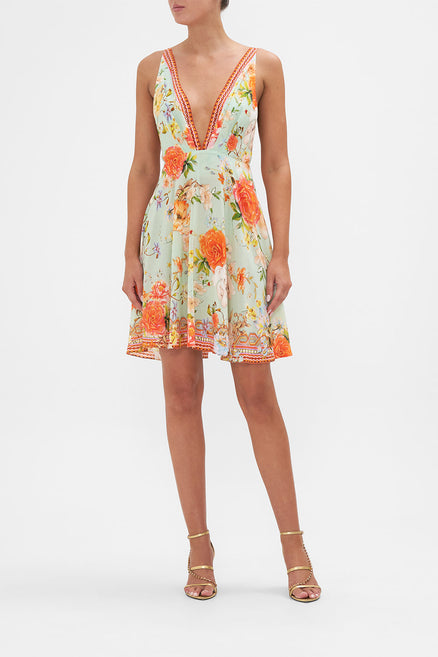 So Sweet Floral Lace-Trim Woven Mini Dress