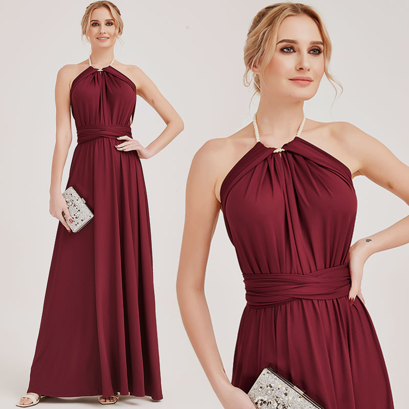 Wine Red infinity bridesmaid dresses endless way wrap maxi dress on ...