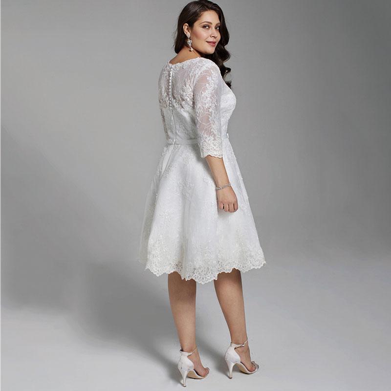 plus-size-v-neckline-lace-knee-length-wedding-short-dress-worn-to-love