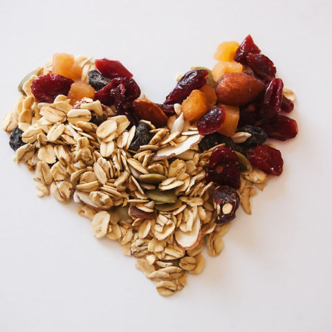 A heart made out of healthy foods.
