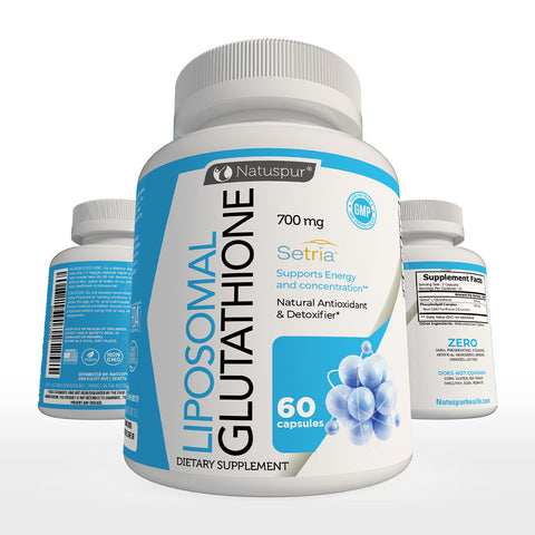 A bottle of Liposomal Glutathione from Natuspur.