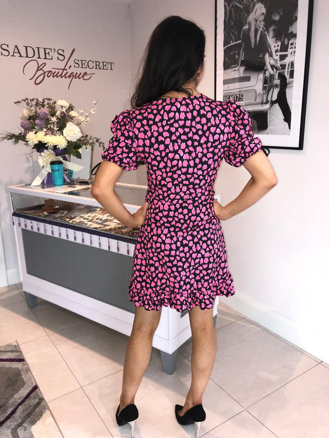 pink and black animal print dress