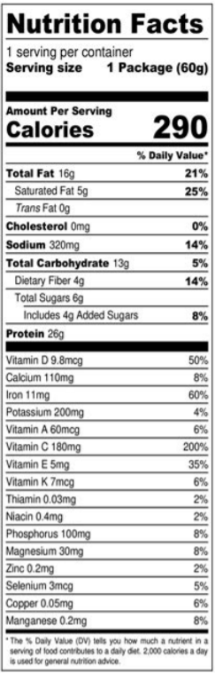 Rejuvenation GRIT Nutrition Facts