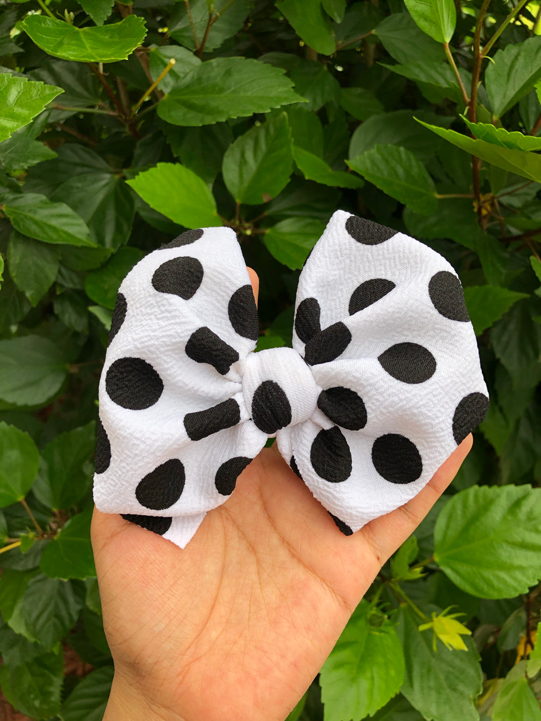 White with Black Polka Dots Big Bow