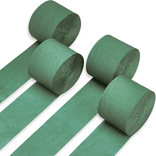 Fonder Mols 12 Rolls Crepe Paper Streamers, Mixed Green, for Tropical Rain Forest Theme Baby Shower Kids Birthday Bridal Shower Decorations, Jungle