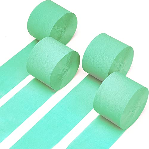 PartyWoo Crepe Paper Streamers 4 Rolls 328ft, Pack of Light Green Crep