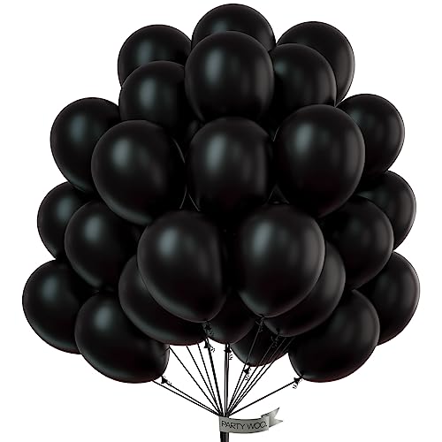 PartyWoo Black Balloons, 120 pcs Latex Balloons for Birthday Party, 5