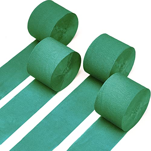 PartyWoo Crepe Paper Streamers 4 Rolls 328ft, Pack of Lime Green Crepe