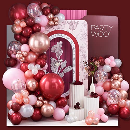 PartyWoo 140 pcs Pink Balloon Arch Kit, Black and Hot Pink Balloon Gar