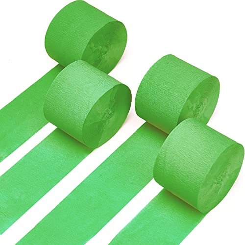PartyWoo Crepe Paper Streamers 4 Rolls 328ft, Pack of Light Green Crep