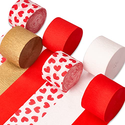 PartyWoo Crepe Paper Streamers 4 Rolls 328ft, Pack of Hot Pink Crepe P