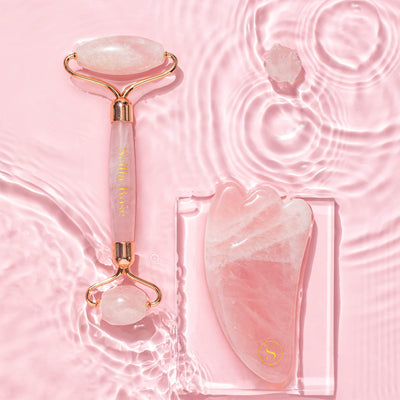 The Ultimate Rose Quartz Roller and Gua Sha Facial Set, Scilla Rose