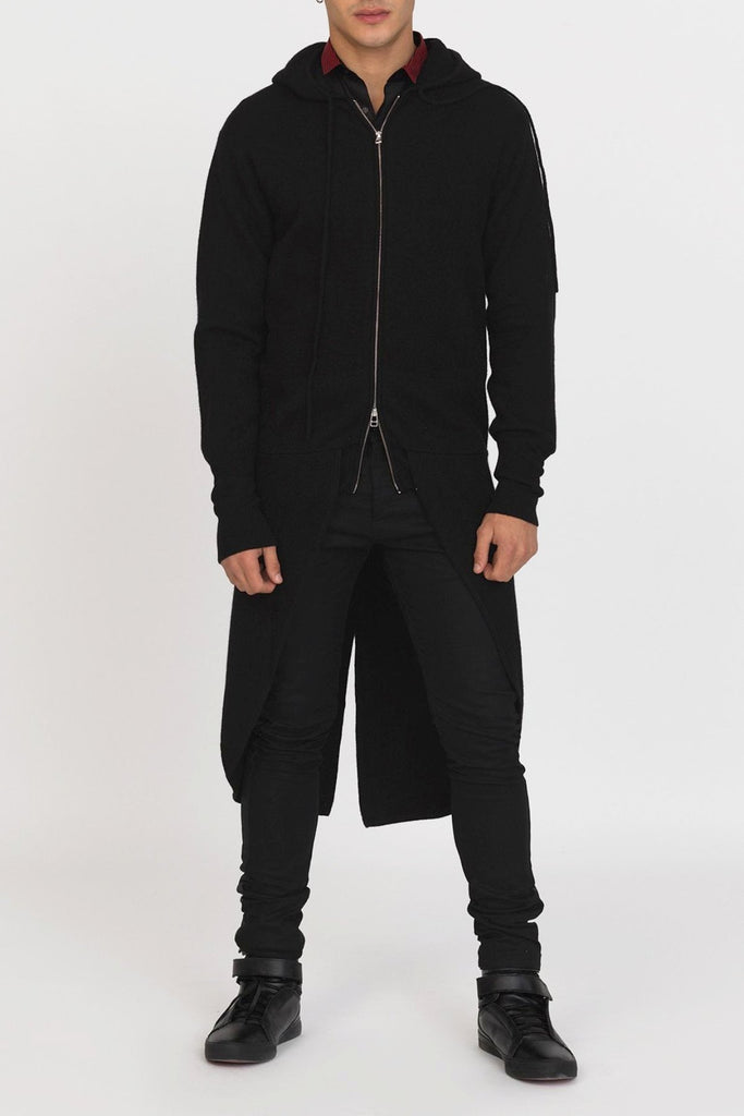 black wool hoodie