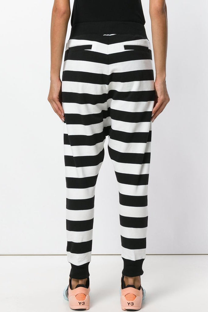 black and white striped harem pants