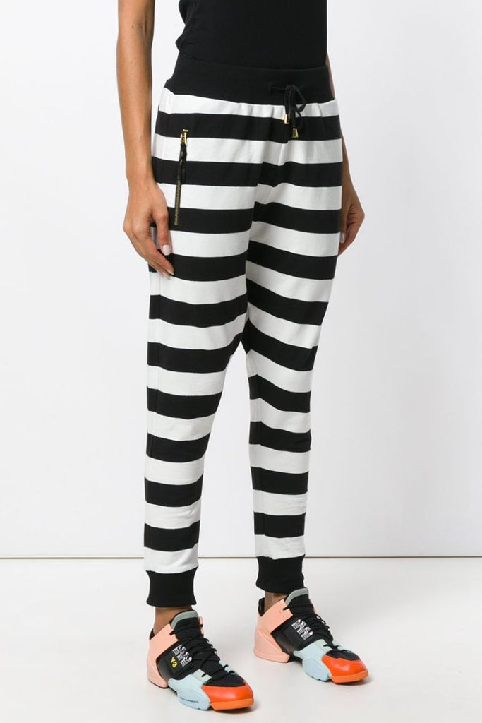 black and white horizontal striped pants