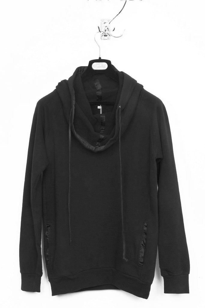 black funnel neck hoodie