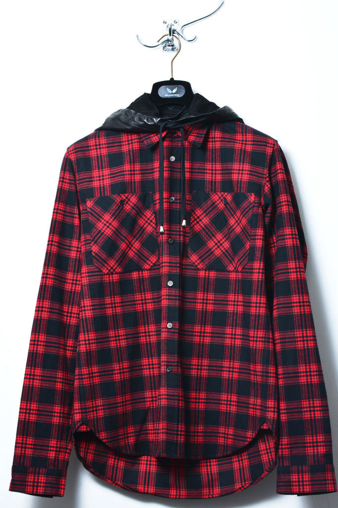 red check shirt with hood