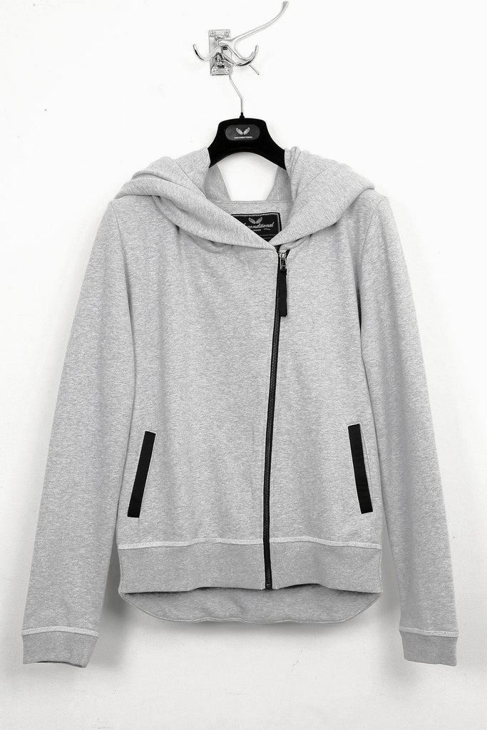 UNCONDITIONAL SS20 FLANNEL GREY Sweat Biker Hoodie with back tail.