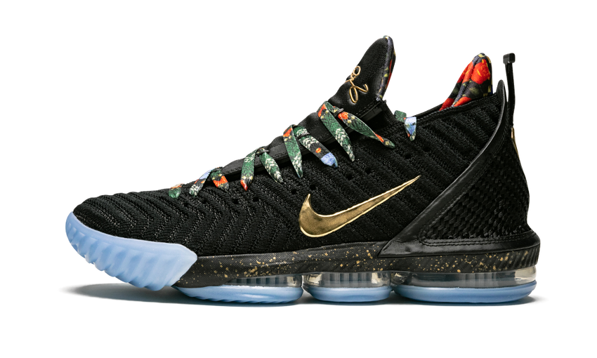 lebron shoes 16 black and gold