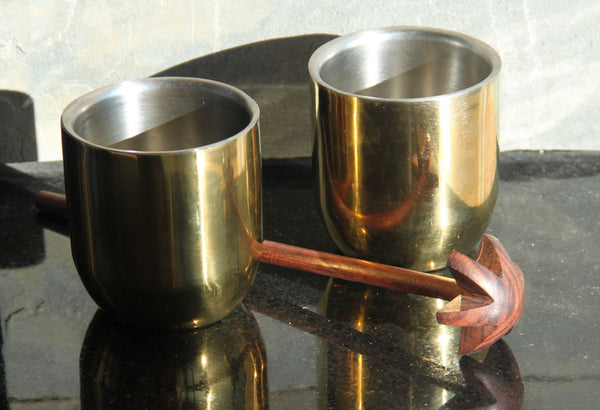 Verve Culture Indian Kadai Steel Wok With Brass Handles - Silver