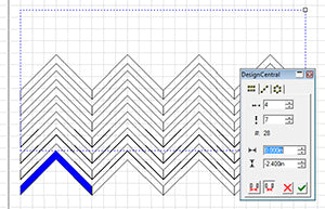 Fig 2: Use the step-and-repeat tool to turn one Chevron into a pattern.