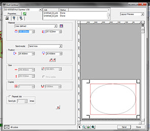 Fig 3: Set the User Size to Fit that in the Printer Driver. The Preview will show the cut area in one panel.