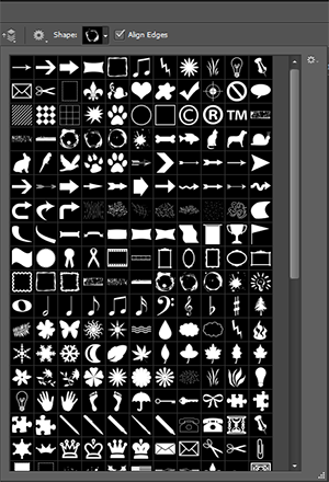 Fig 3: Photoshop has an extensive symbols library. 