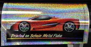 Ferrari Digital Image Printed on Schein Holographic Silver Metal Flake