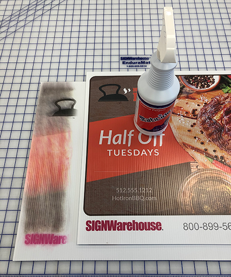 staticide cures over-spray on plastic sign blanks for direct printing