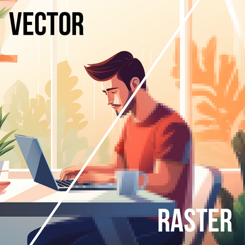 Contrasting a vector and a raster graphic