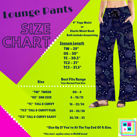Lounge Pants Size Chart