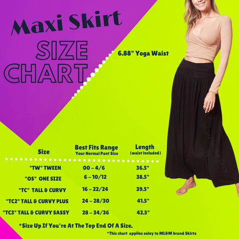 Maxi Skirt Size Chart by ML&M