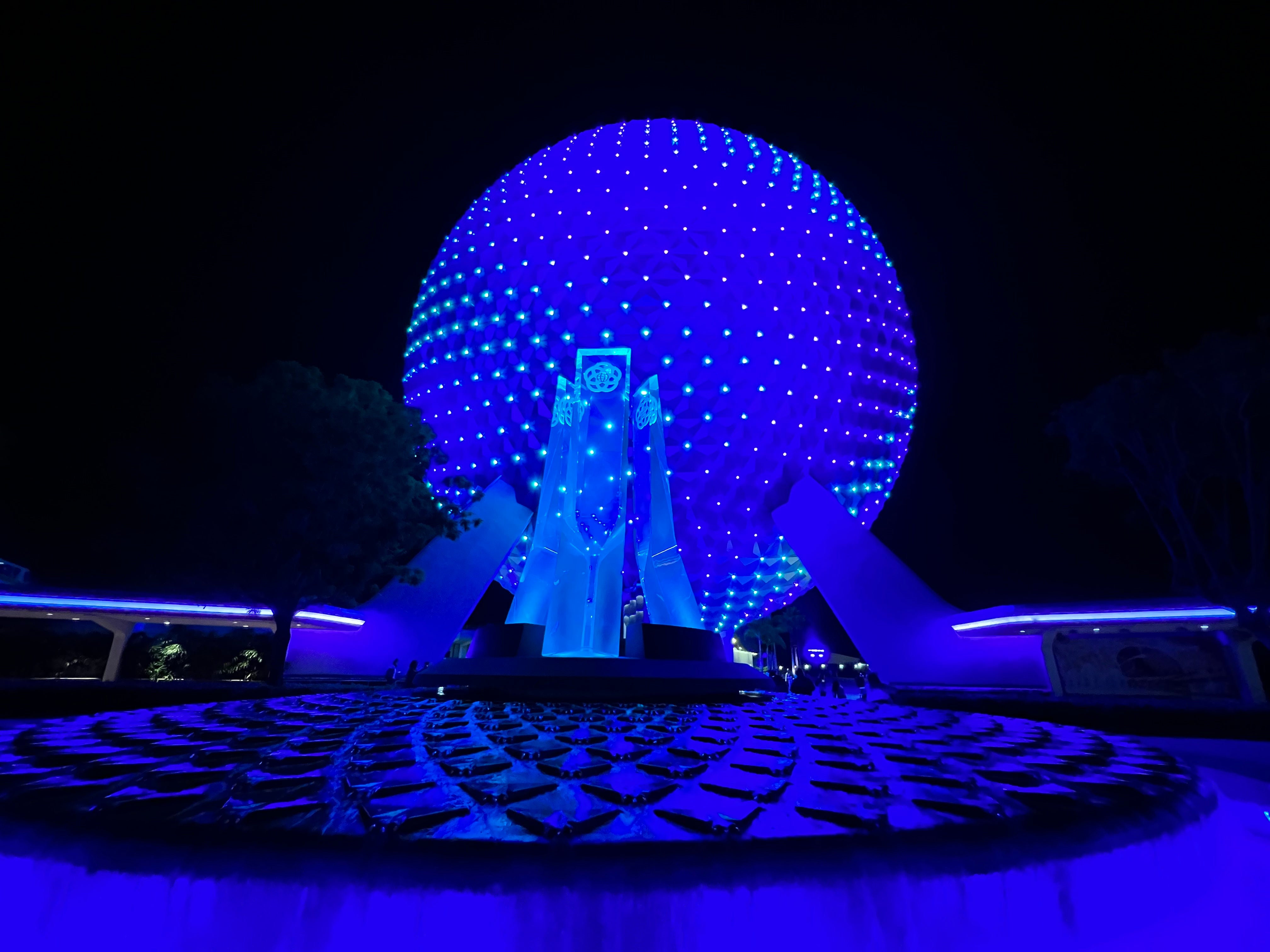 EPCOT Spaceship Earth at Night