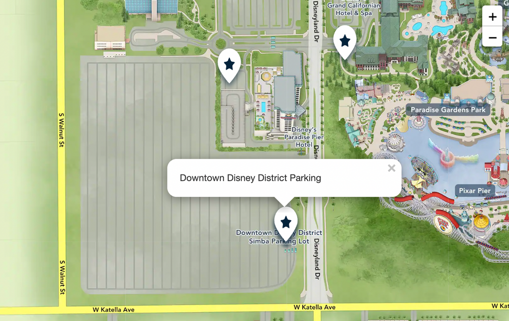 Downtown Disney Parking Area On Map