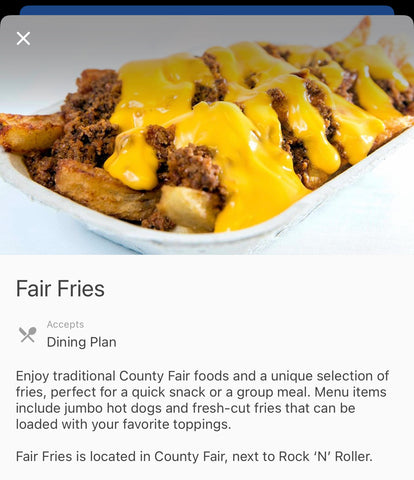 fair fries carowinds dining plan in app