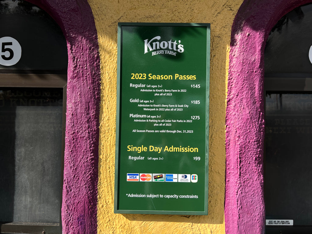 Knott's Season Pass Sign With Pricing