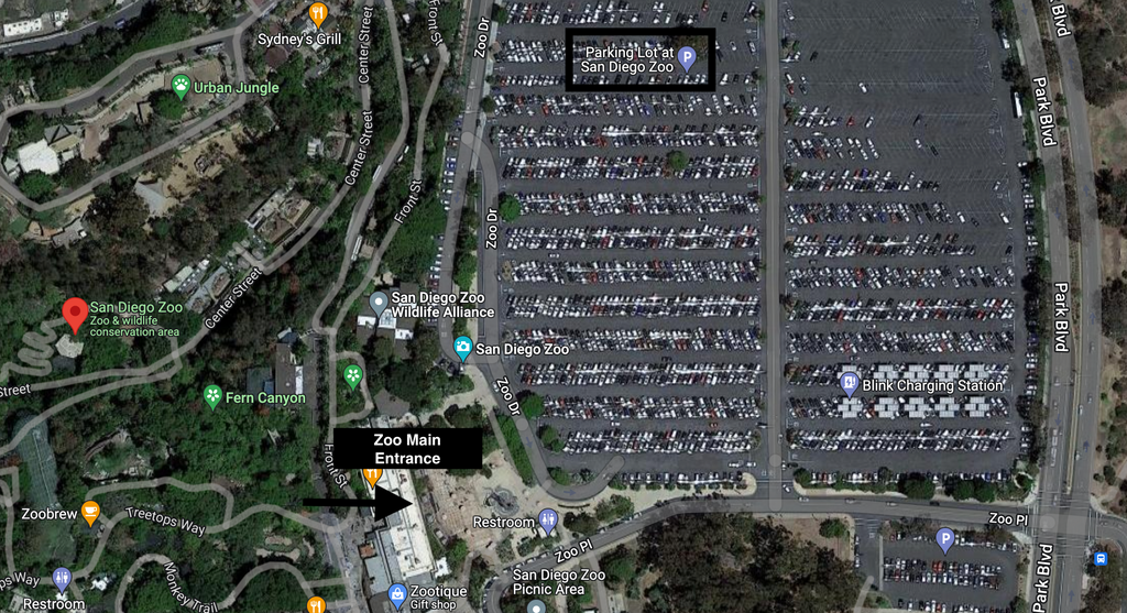 San Diego Zoo Parking Map