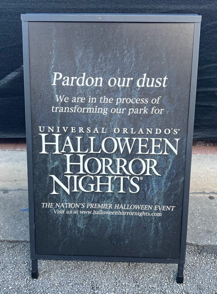 Halloween Horror Nights Pardon Our Dust Sign